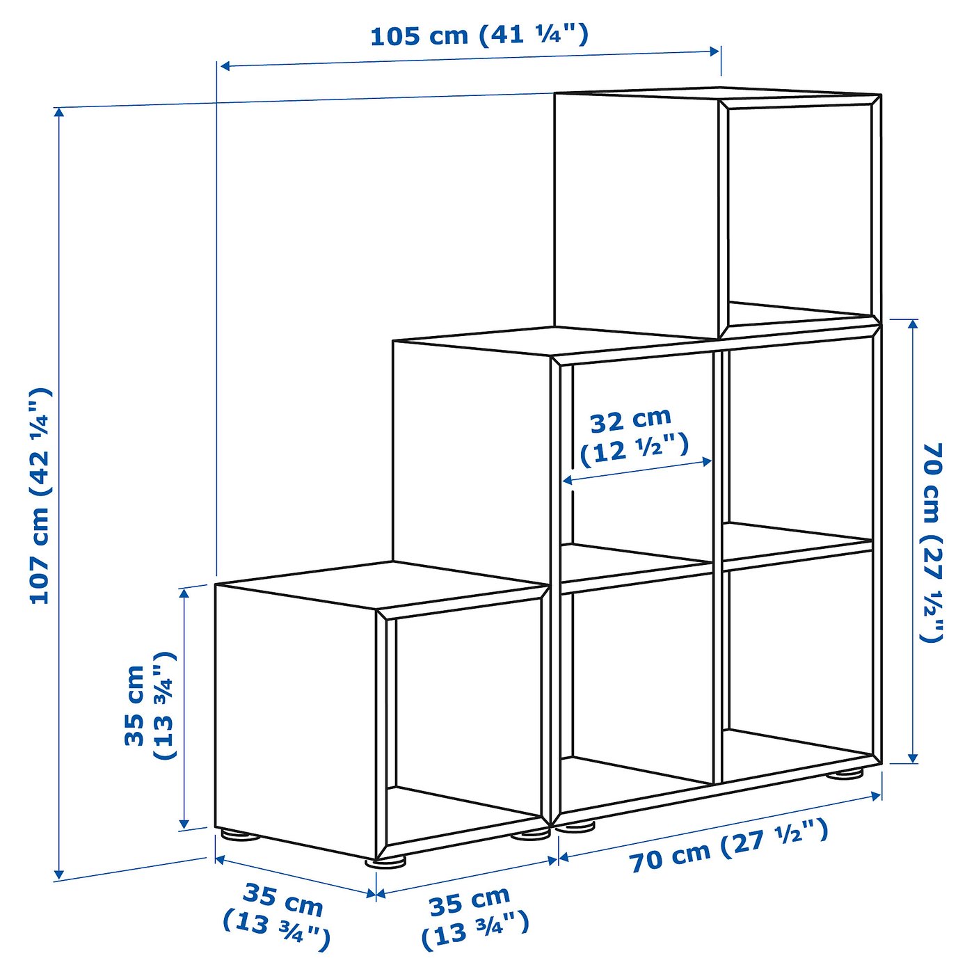 Illustration with measurements for the product: EKET.