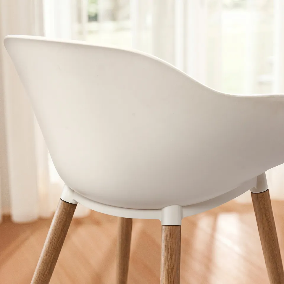 GRÖNSTA Chair with armrests, in/outdoor, white/light brown/wood