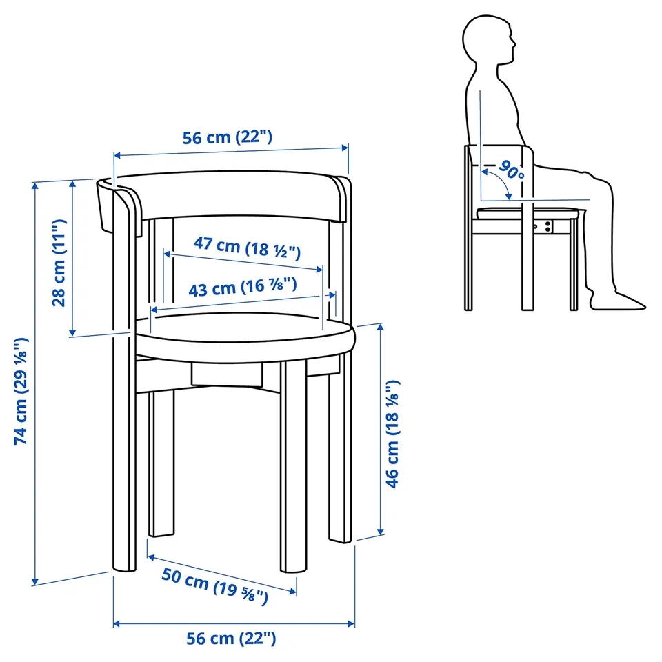 Illustration with measurements for the product: SKANSNÄS.