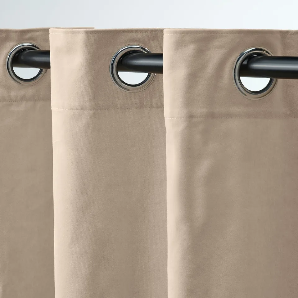 SANELA Curtains, 1 pair, light beige/with eyelets, 140x300 cm