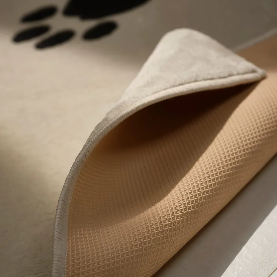 ALPTALL Rug, beige/paw print pattern, 90x130 cm