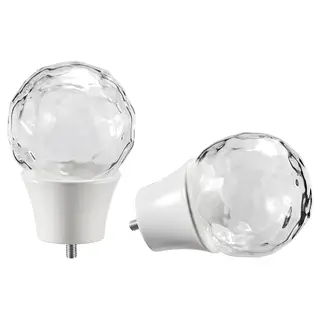 SOLBLOMMOSSA finials, 1 pair, white/glass, Length 8.7 cm