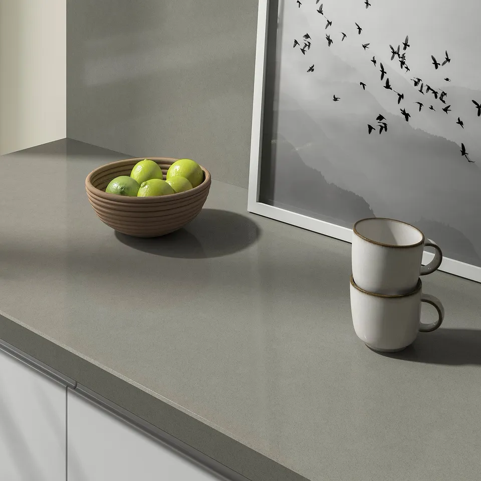 TÄRNHULT Custom made wall panel, grey stone effect/glass composite, 1 m²x2.0 cm