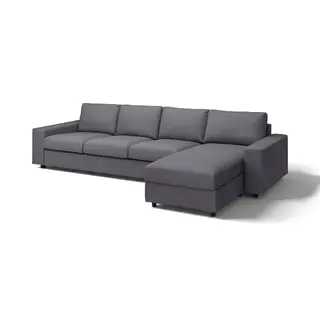 VIMLE cover 4-seat sofa w chaise longue, with wide armrests/Gunnared medium grey, Width 336 x Depth 98 cm