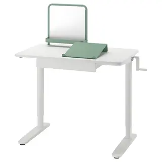RELATERA desk combination sit/stand, white/light grey-green, 90x60 cm
