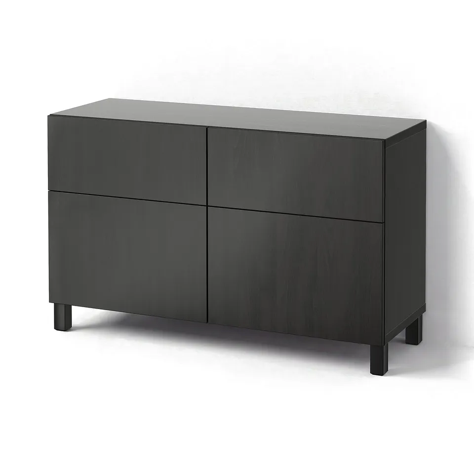 BESTÅ Storage combination w doors/drawers, black-brown/Lappviken/Stubbarp black-brown, 120x42x74 cm