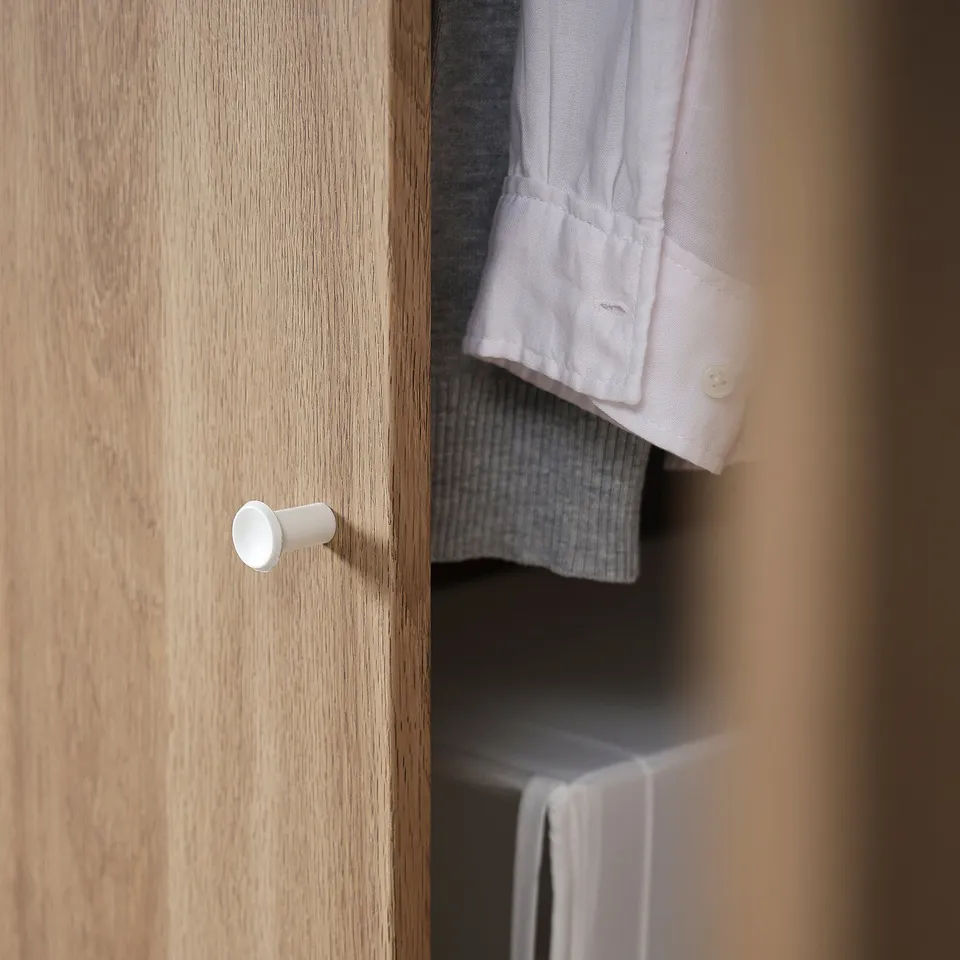 Oak wardrobe with shirts