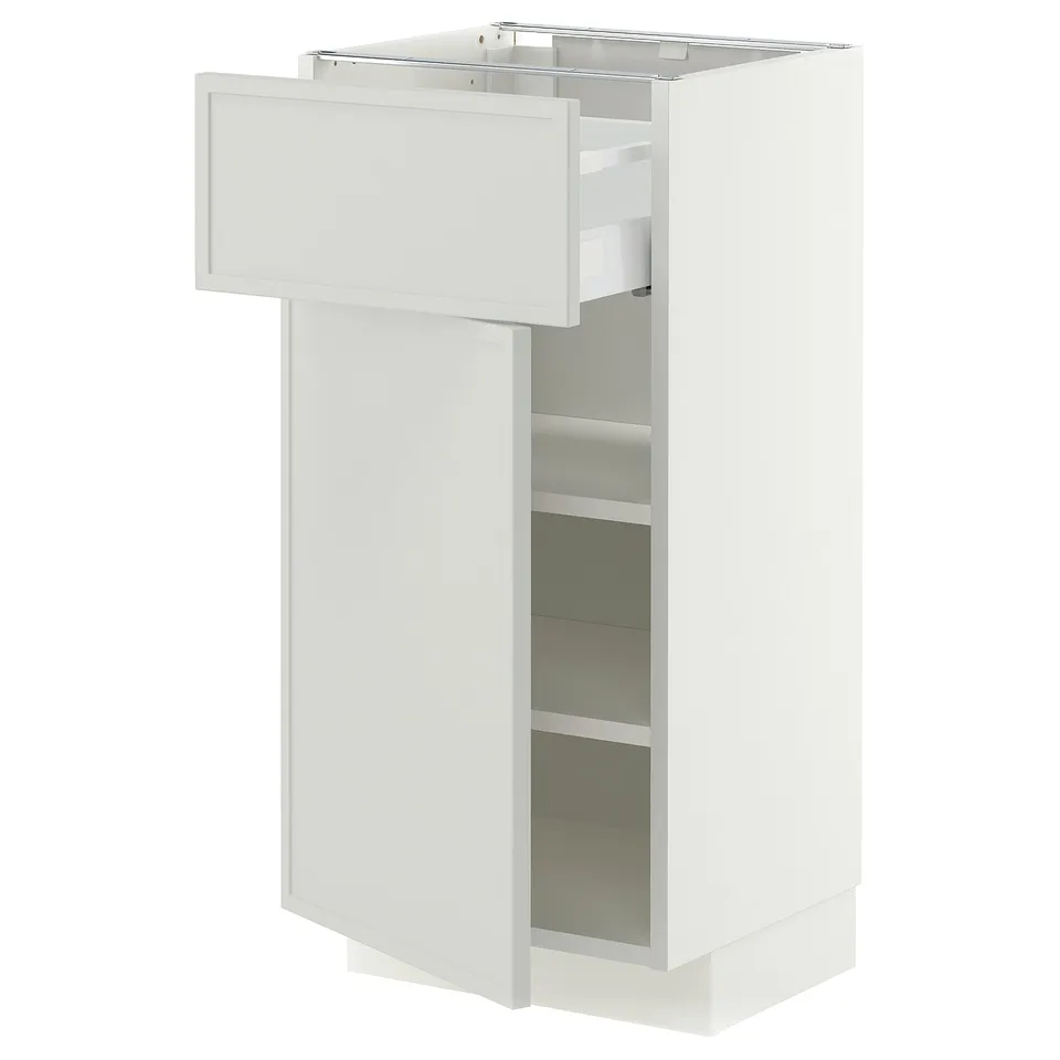METOD / MAXIMERA Base cabinet with drawer/door, white/Aspudden light grey, 40x37x80 cm
