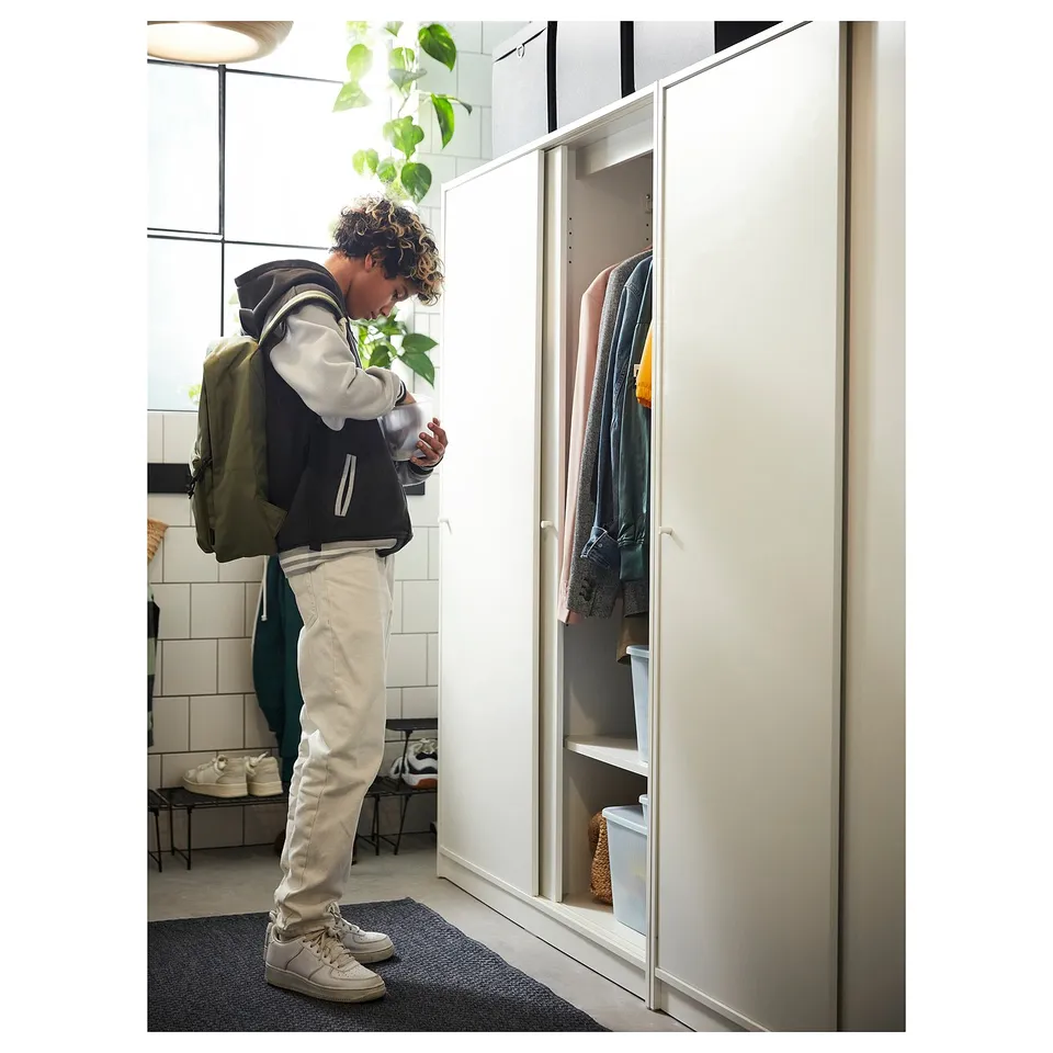 KLEPPSTAD Wardrobe with sliding doors, white, 117x55x176 cm