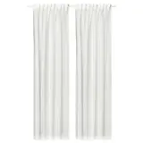 PALPLJUNGMAL sheer curtains, 1 pair, white white/check pattern with heading tape, 145x250 cm