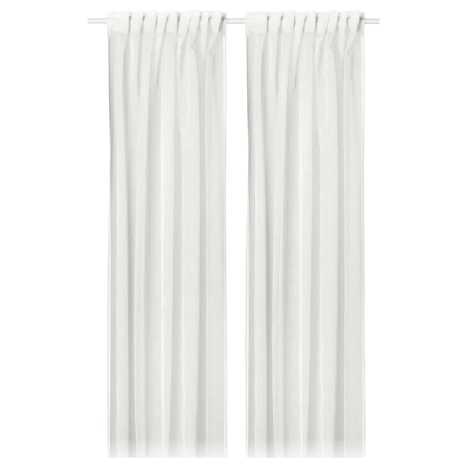 PALPLJUNGMAL curtains: white, sheer, hang neatly, minimalist design with embossed pattern.