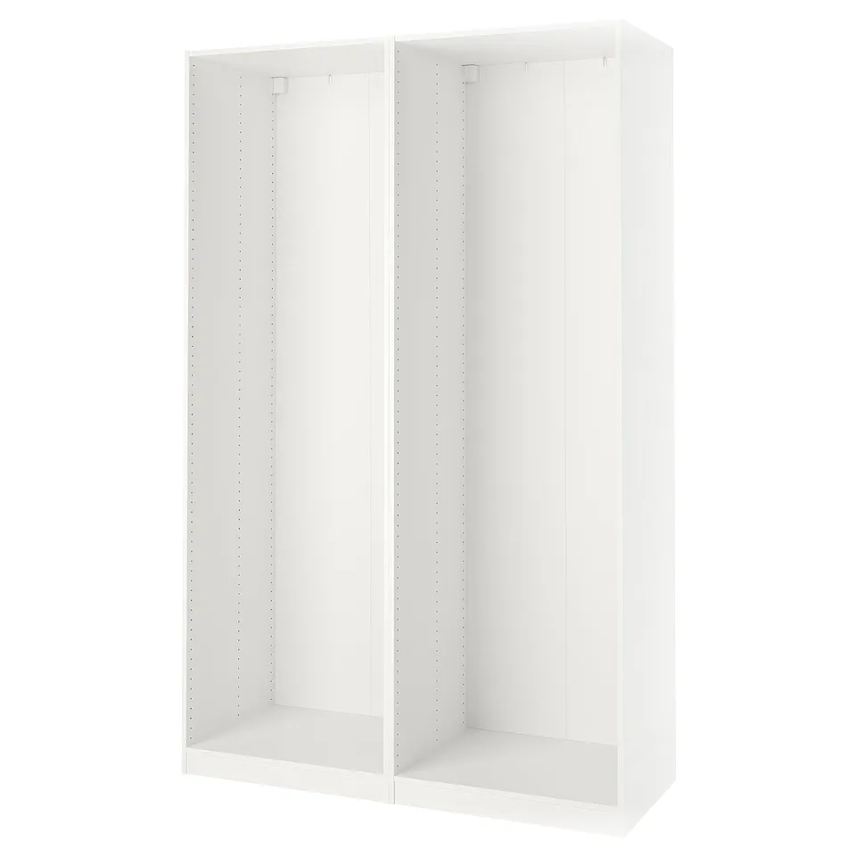 White ikea PAX wardrobe - modular, minimalist, adjustable shelves.