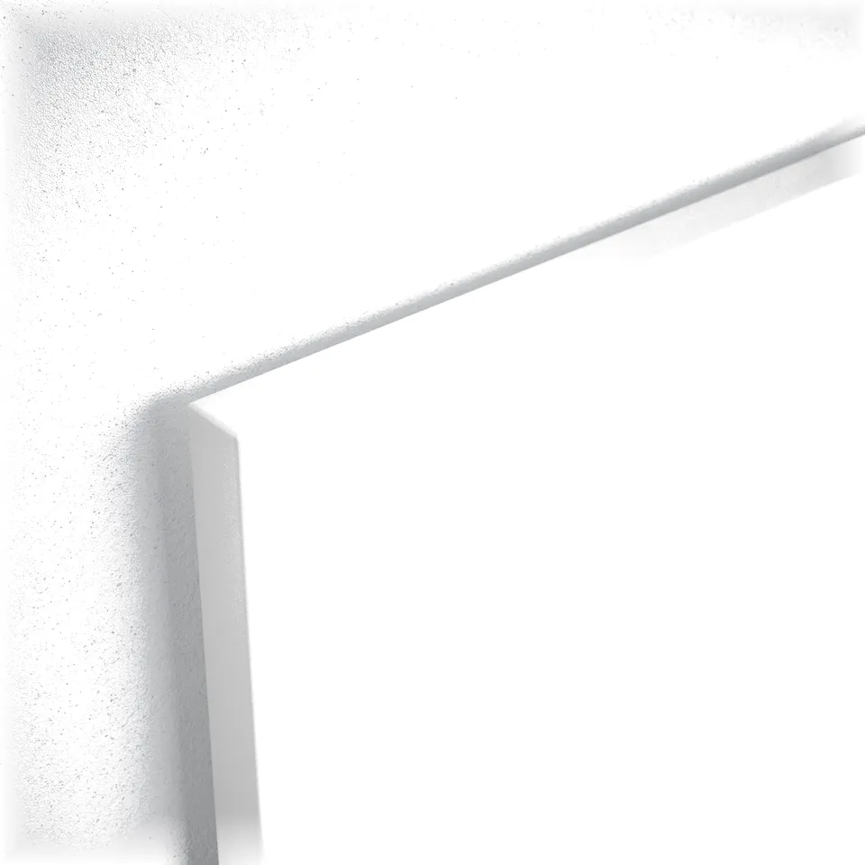 Clean-lined white bed frame corner; smooth finish, minimalist design.