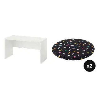 LASTARE/PUGGEHATT set: bench + seat pad x2