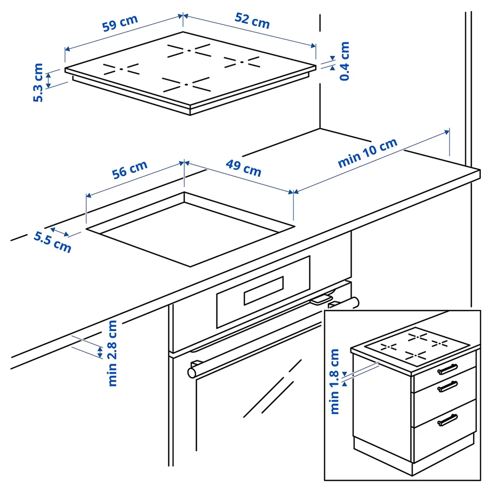 Illustration with measurements for the product: VILSTA.