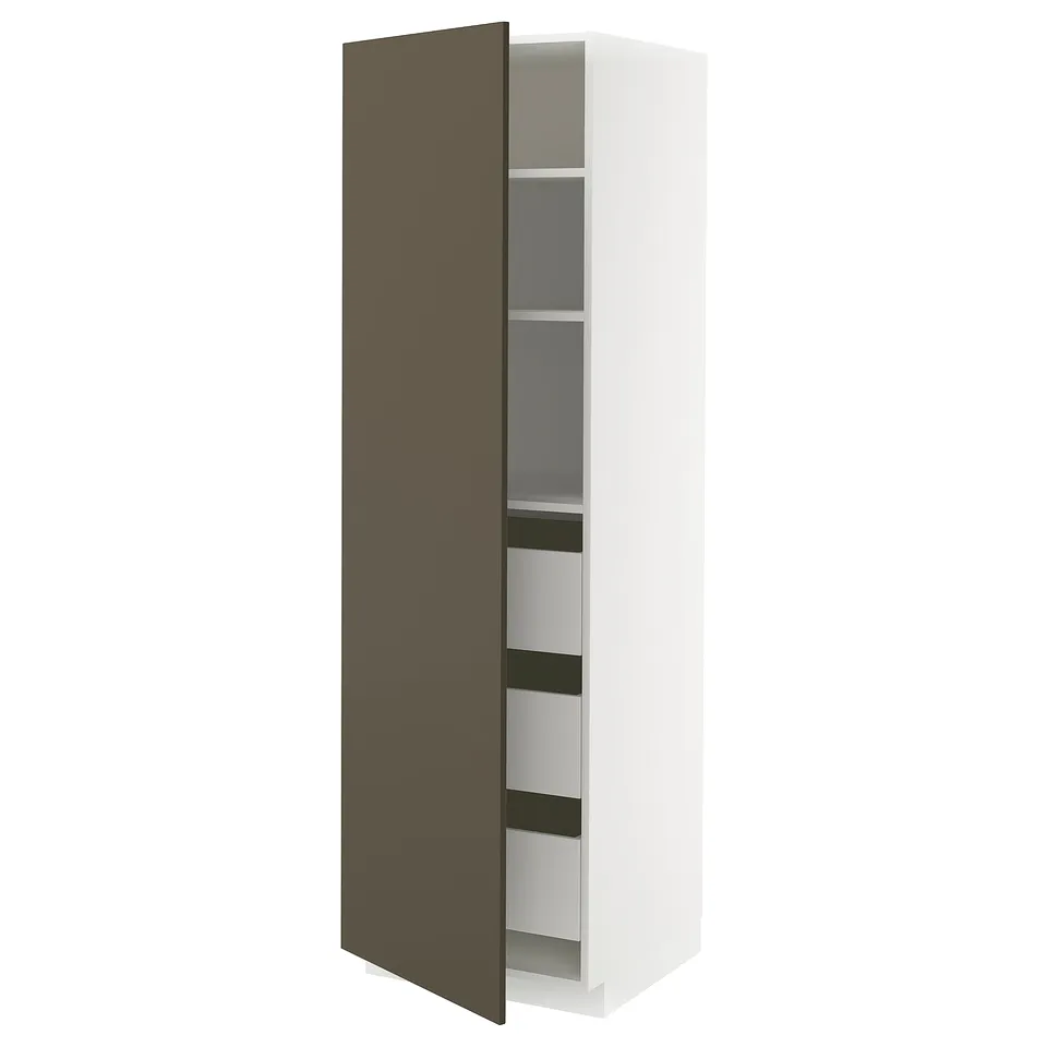 METOD brow/beige cabinet with shelves.