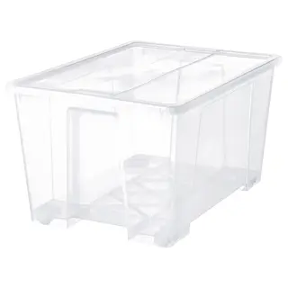 SAMLA box with lid, transparent, 79x57x43 cm/130 l