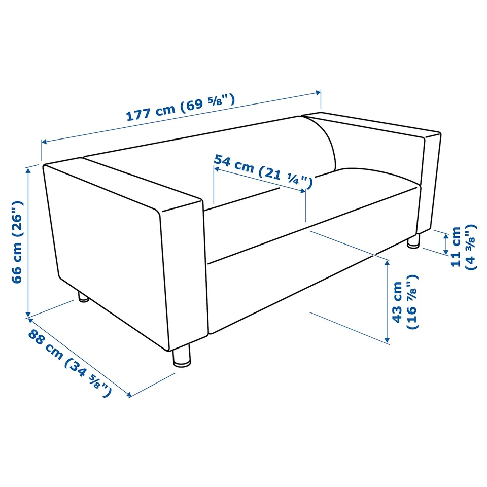 Illustration with measurements for the product: KLIPPAN.