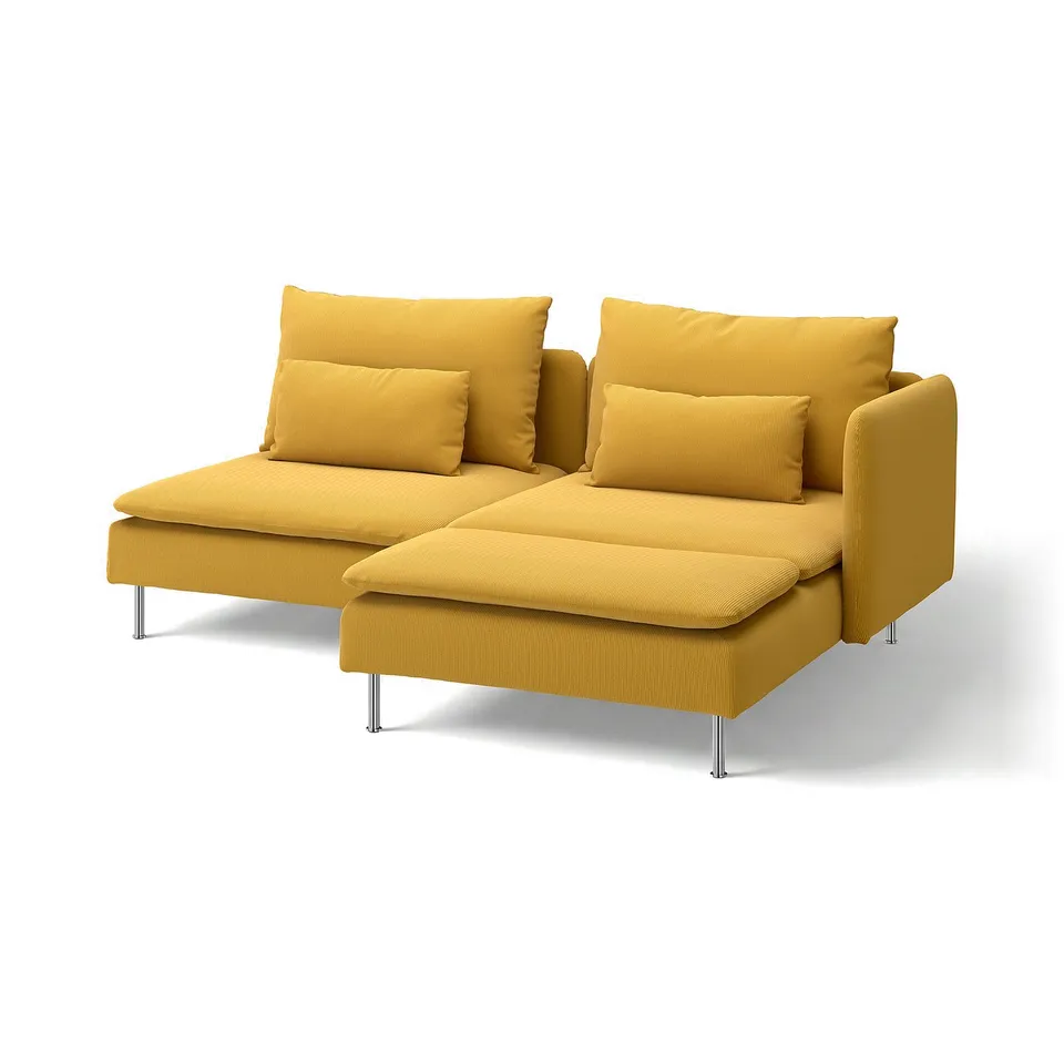 SÖDERHAMN mustard yellow sectional sofa: modern, deep seats,. Warn posteriors.