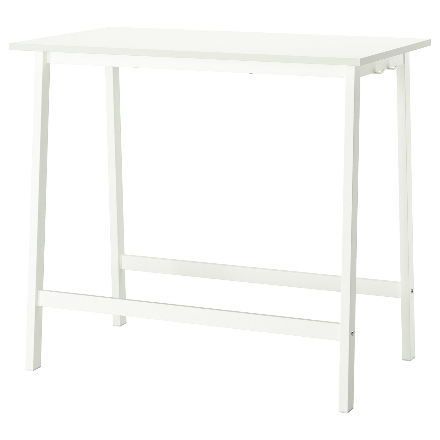 A white MITTZON office table with a rectangular top, sturdy metal legs, and a clean, modern design.