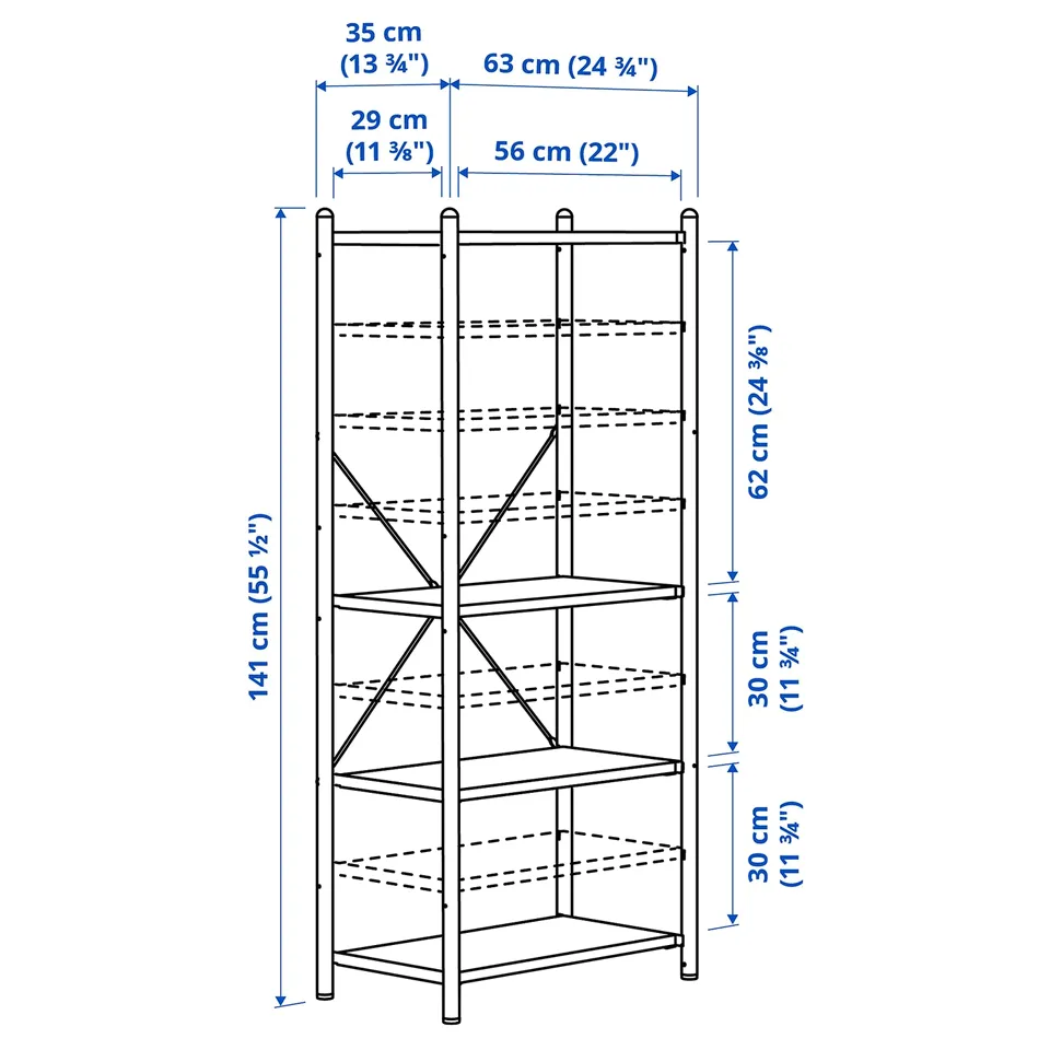 FRÖSKELÅS Storage unit, black, 63x35x141 cm
