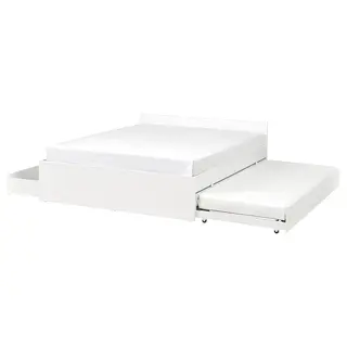 VIHALS bed frame, 2 stor box/1 trundle bed, white/Luröy, 150x200 cm