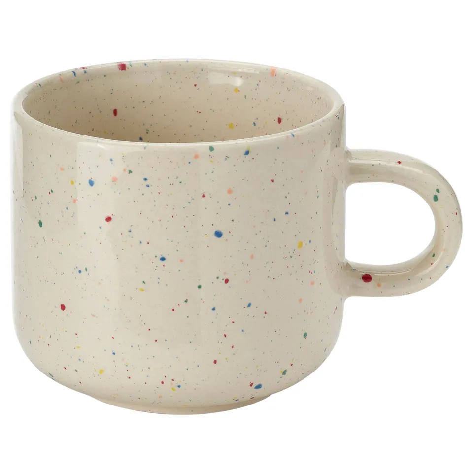 Multicoloured dot TOBISFISK mug, stoneware, simple handle.
