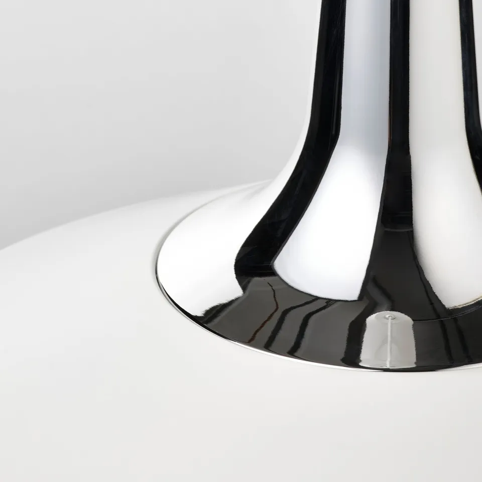 Modern lamp base, sleek design in black and white, glossy finish, precise craftsmanship.