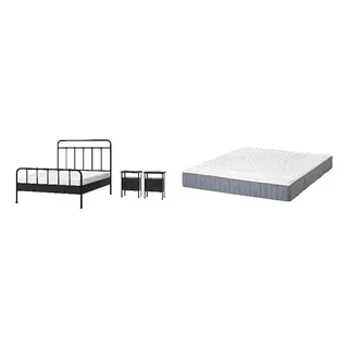 STJÄRNÖ/VALEVÅG Bed with 24cm thick mattress, pocket sprung, foam,5 comfort zones, extra firm