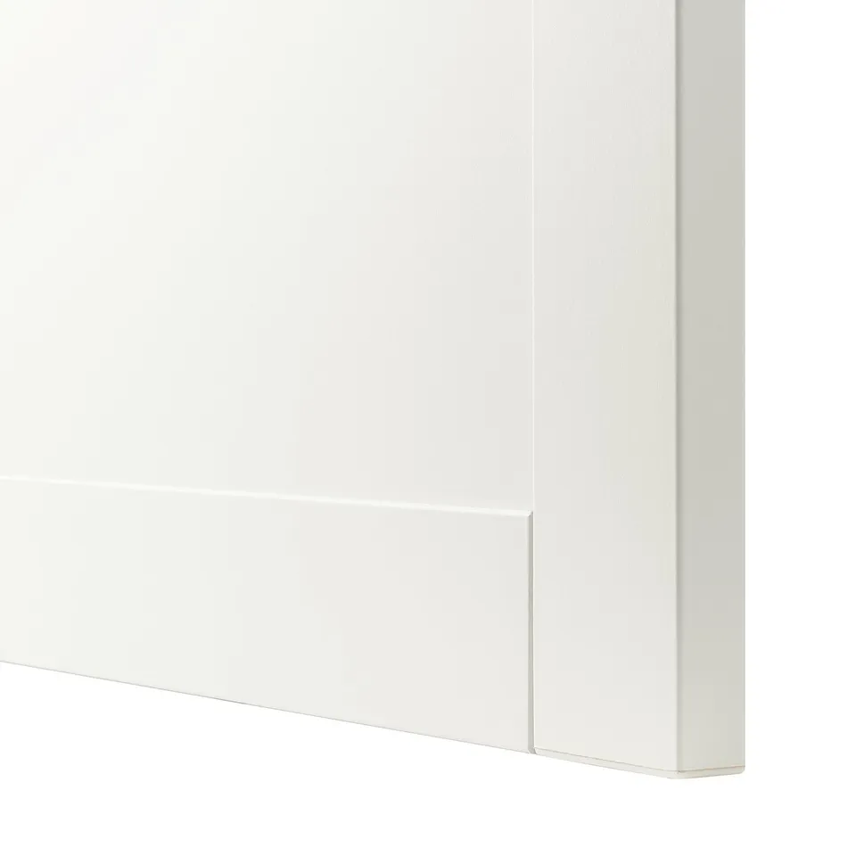 Clean, modern cabinet with smooth white finish. Sleek, minimalist design.