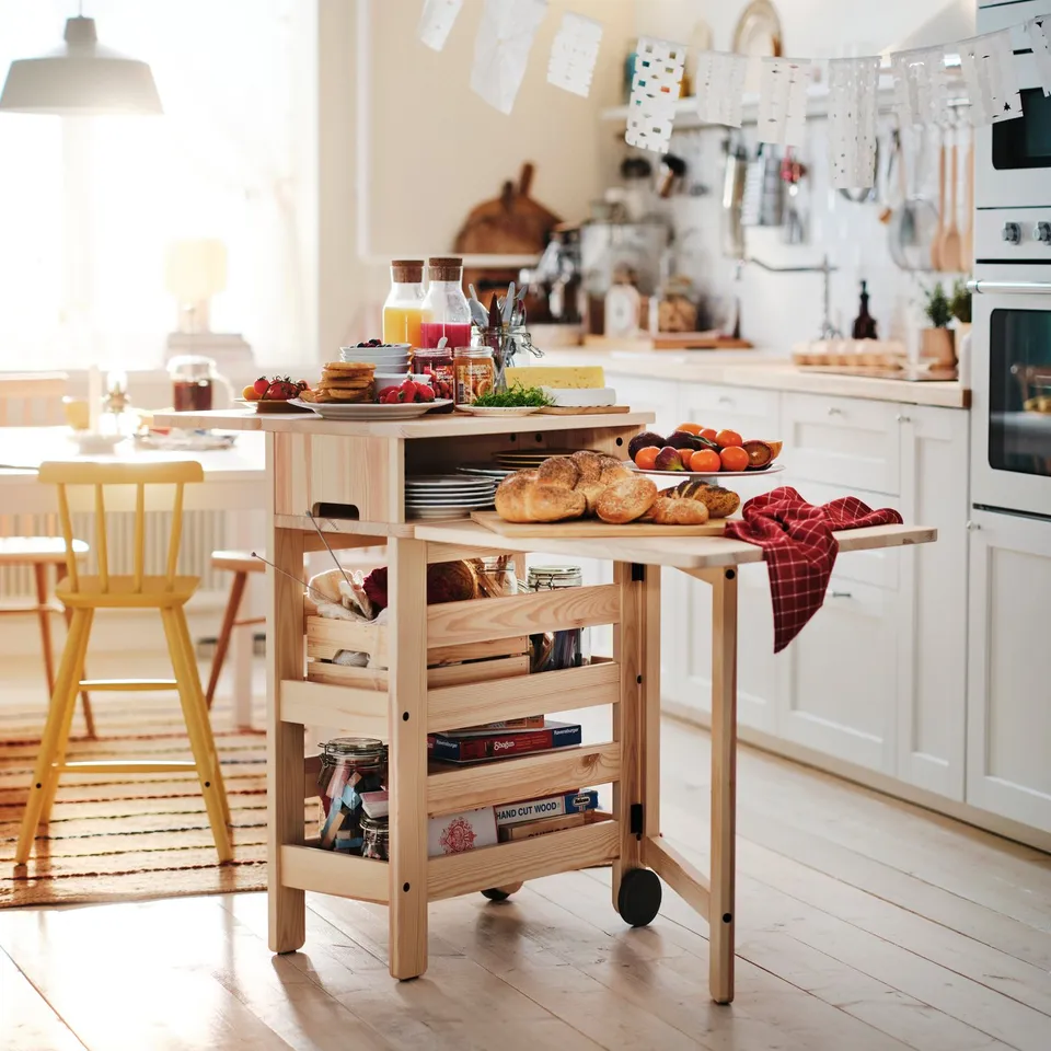 part: RESARÖ mobile drop-leaf table w storage