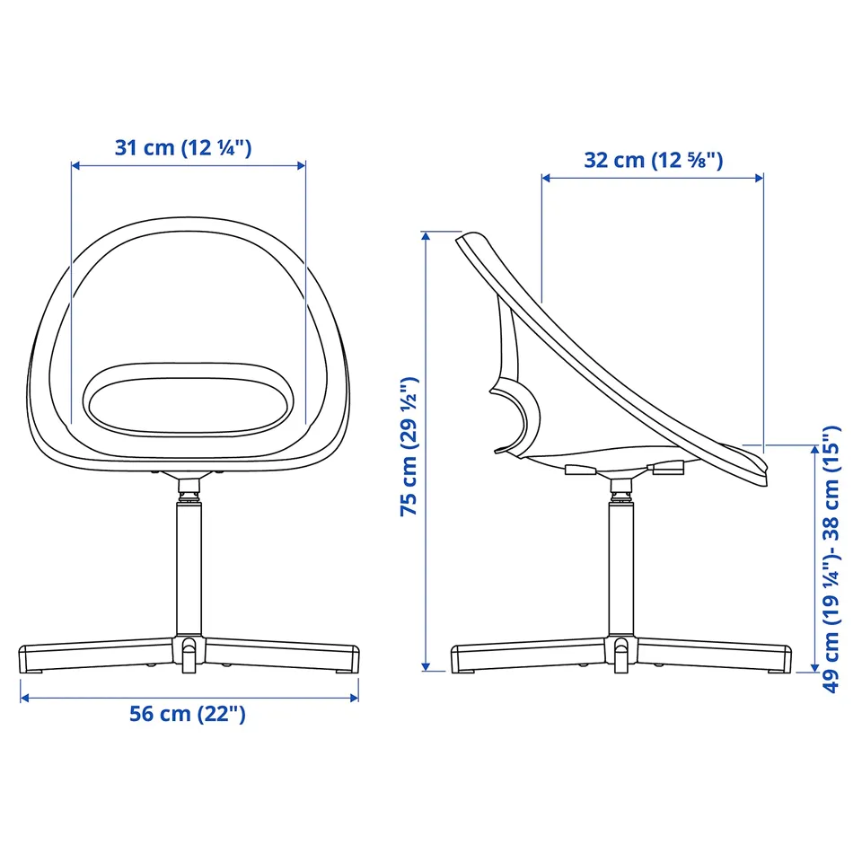 Illustration with measurements for the product: LOBERGET.