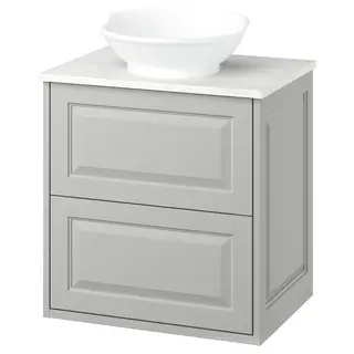 TÄNNFORSEN / VÄSTERSJÖN wash-stnd w drawers/wash-basin, light grey/white marble effect, 62x49x79 cm