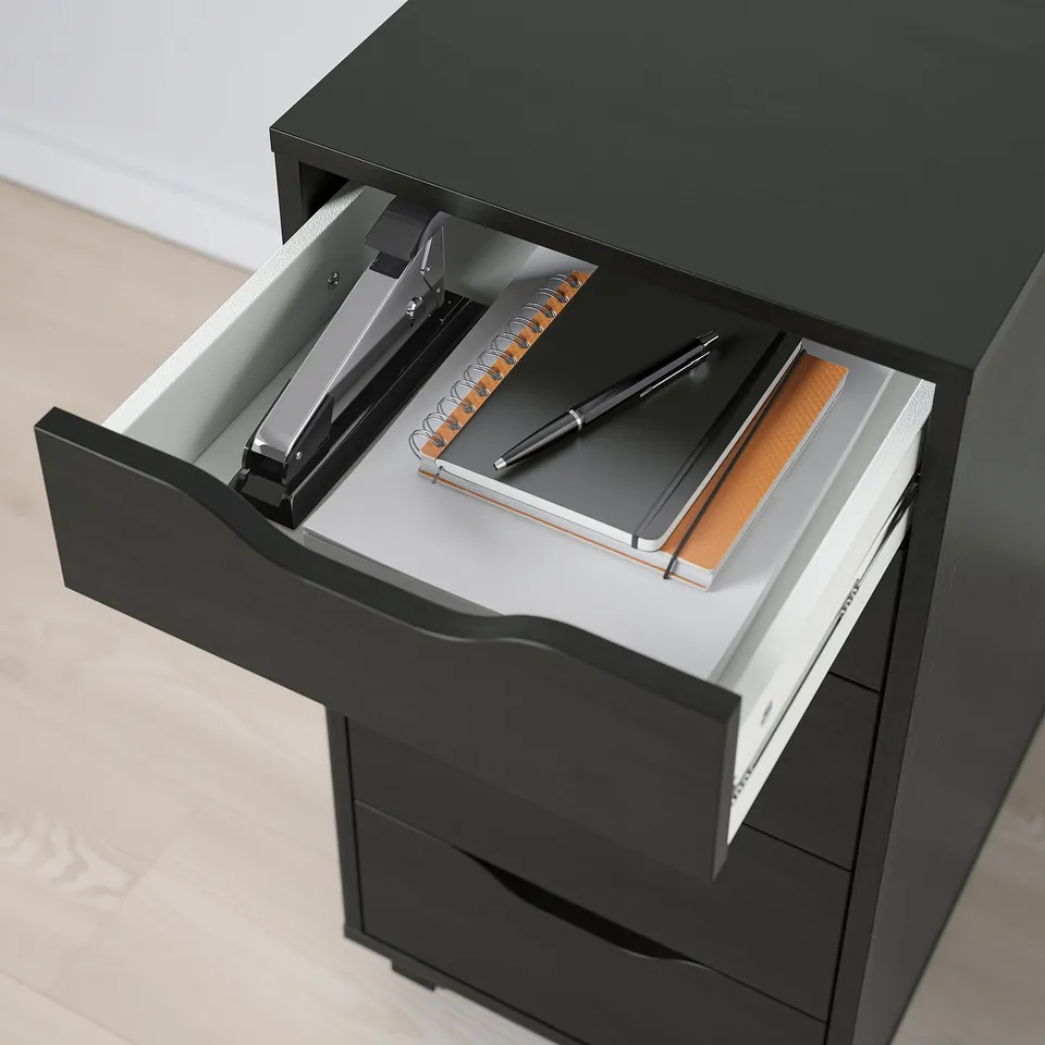 ALEX Drawer unit on castors, black-brown, 36x76 cm