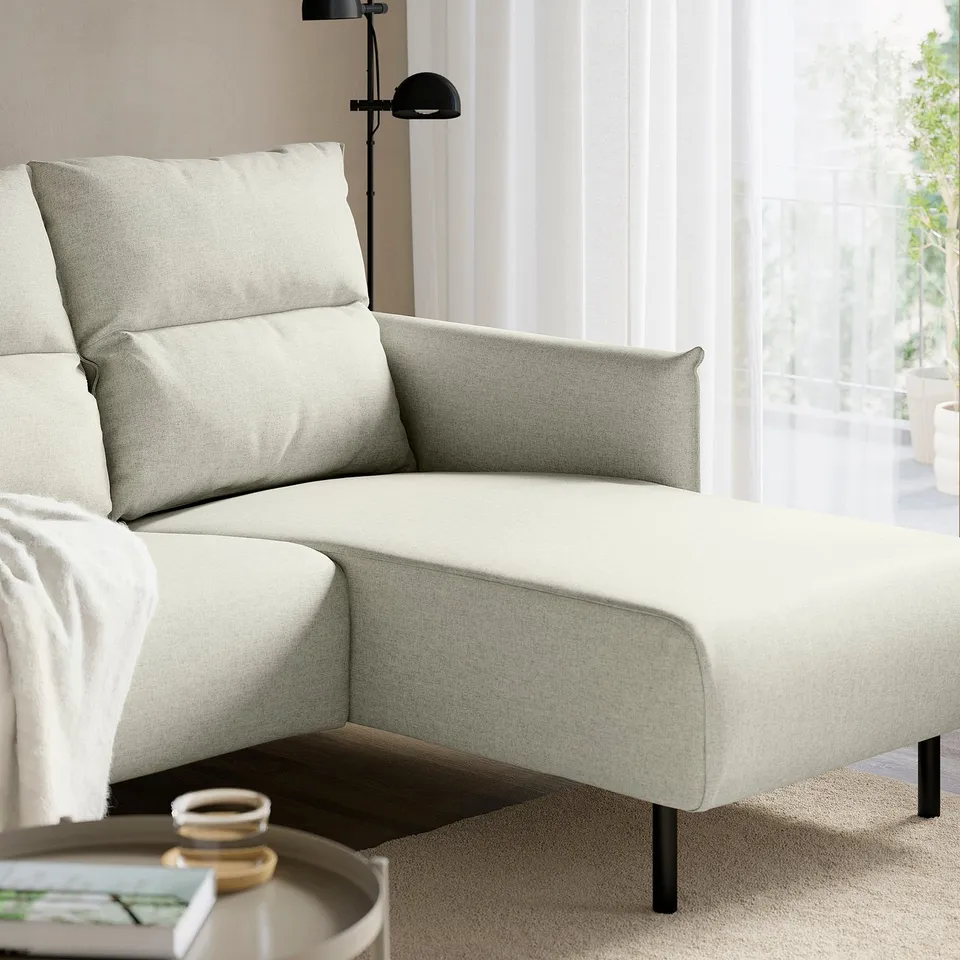 MANNARP 4-seat sofa with chaise longues, Gunnared beige