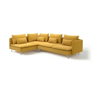 SÖDERHAMN corner sofa, 4-seat, with open end/Kelinge dark yellow, Depth 99 cm