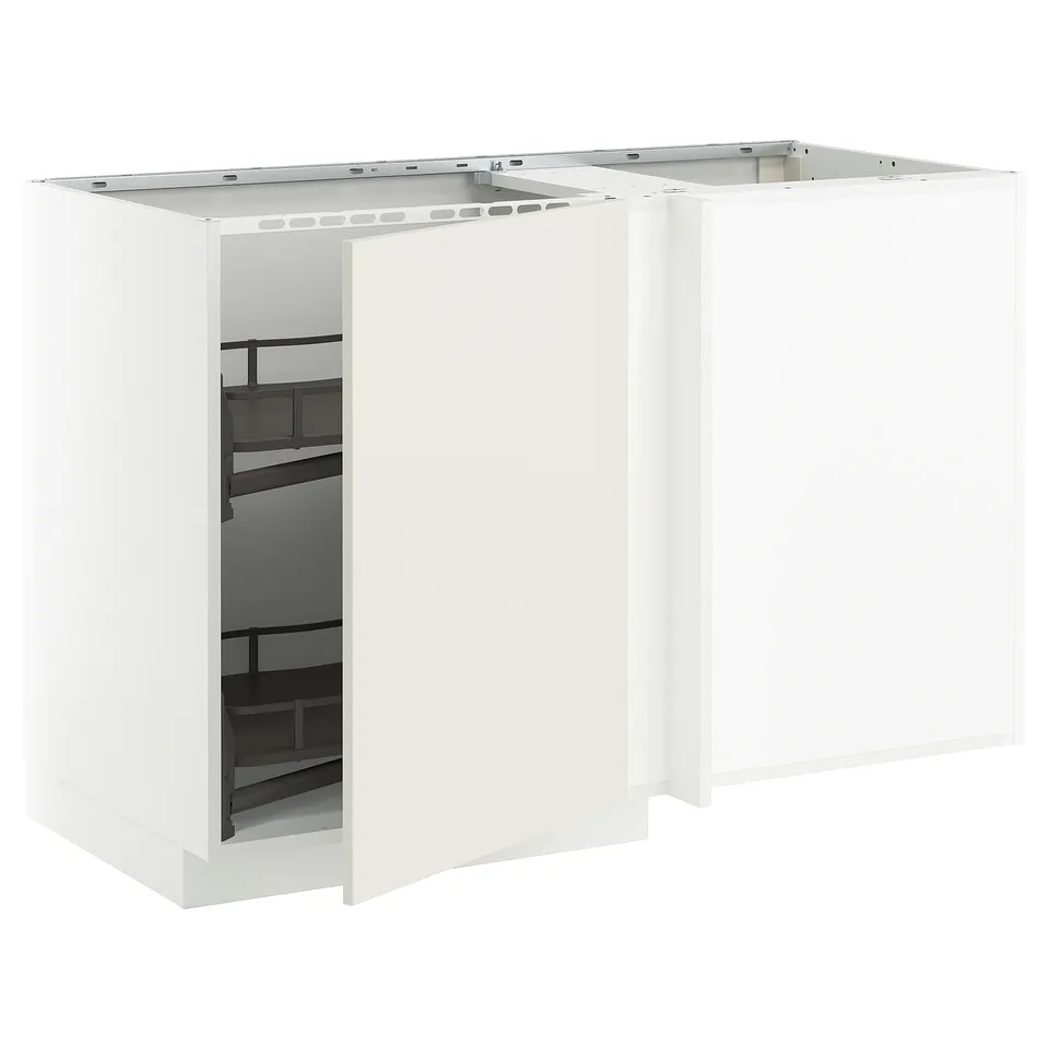 White ikea METOD kitchen unit with pull-out shelf.
