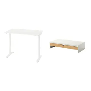BOLLSIDAN/ELLOVEN set: desk sit/stand + monitor stand with drawer