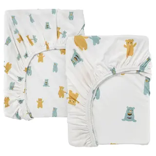 LEN fitted sheet for cot, white bear pattern, 60x120 cm