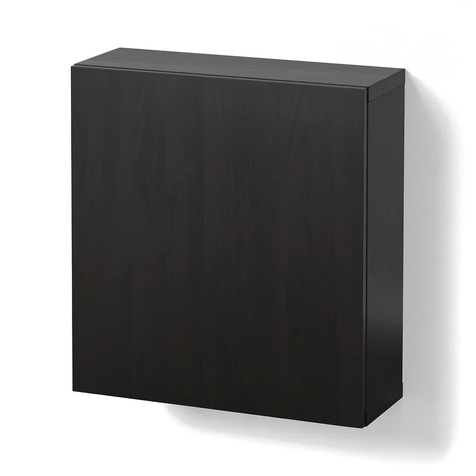 BESTÅ Wall-mounted cabinet combination, black-brown/Lappviken black-brown, 60x22x64 cm
