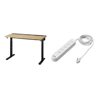 KOPPLA/MITTZON set: desk + 4-way socket with 2 USB ports