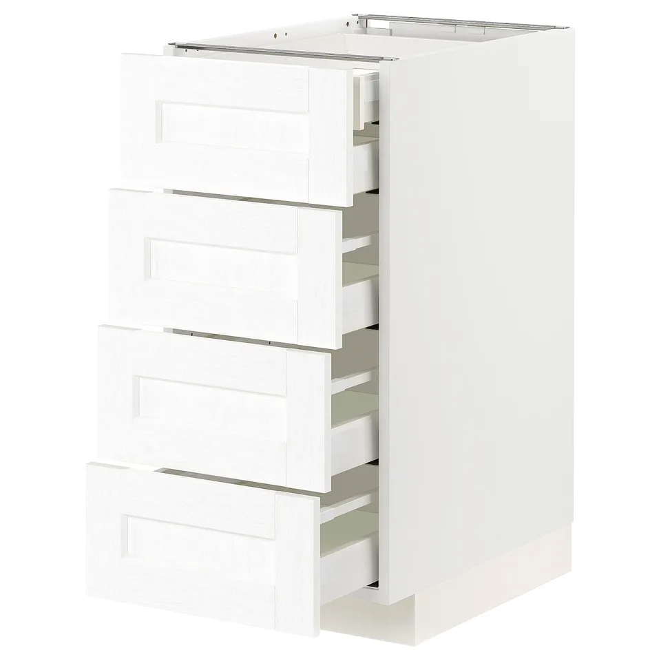 White ikea METOD kitchen cabinet with 4 drawers, modern