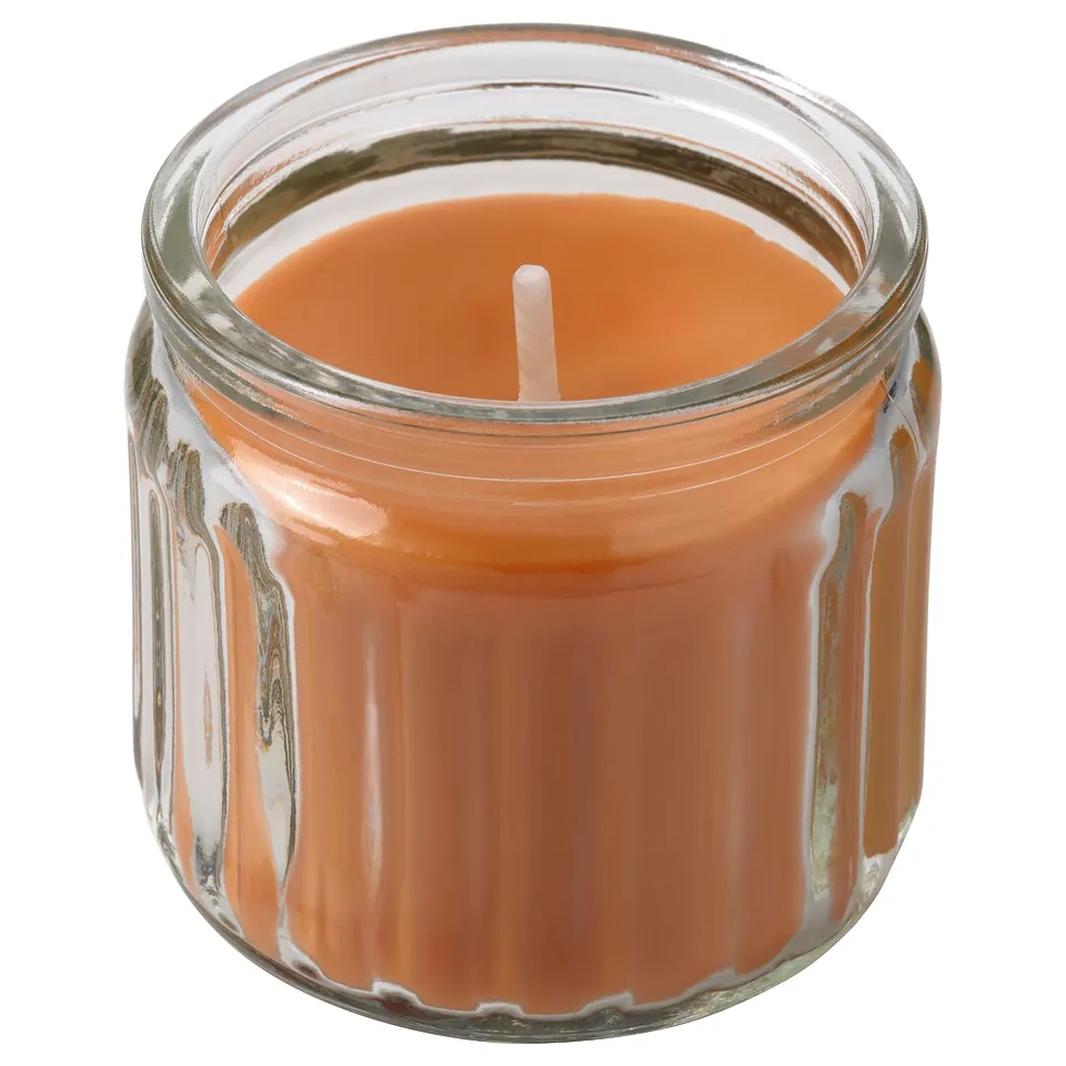 HÖKGÖK Scented candle in glass, Clementine & clove orange, 12 hr