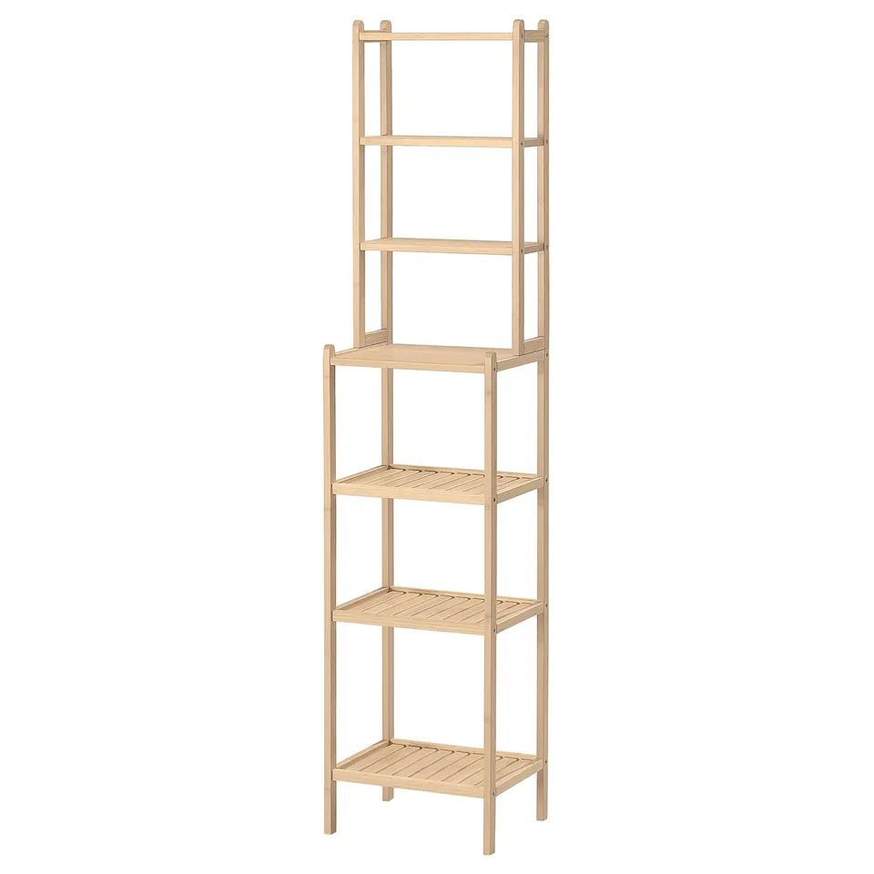 STEGESUND bamboo shelf, natural colour, square shape, five-tier design.
