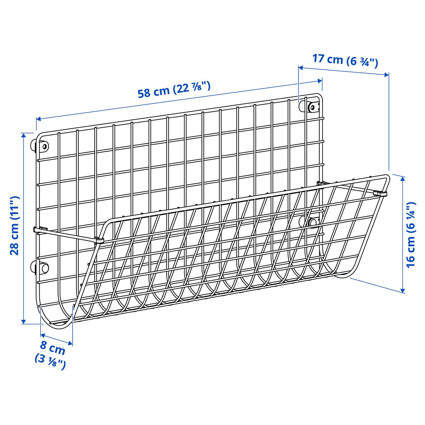 GREJIG Wall pocket, grey, 58x17x28 cm