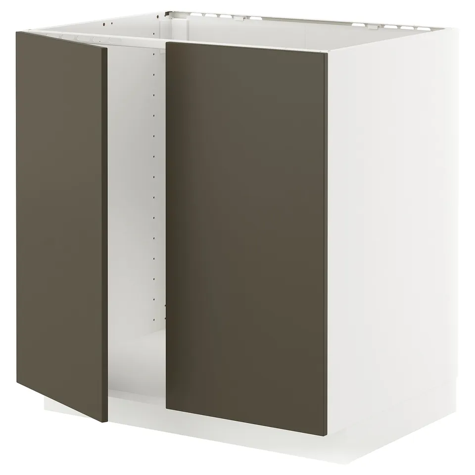 METOD cabinet, white & dark brown, rectangular, modern kitchen furniture box.