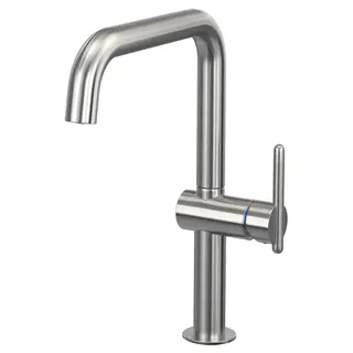 MÖRKASJÖN kitchen mixer tap single side lever, stainless steel colour, Height 312 mm