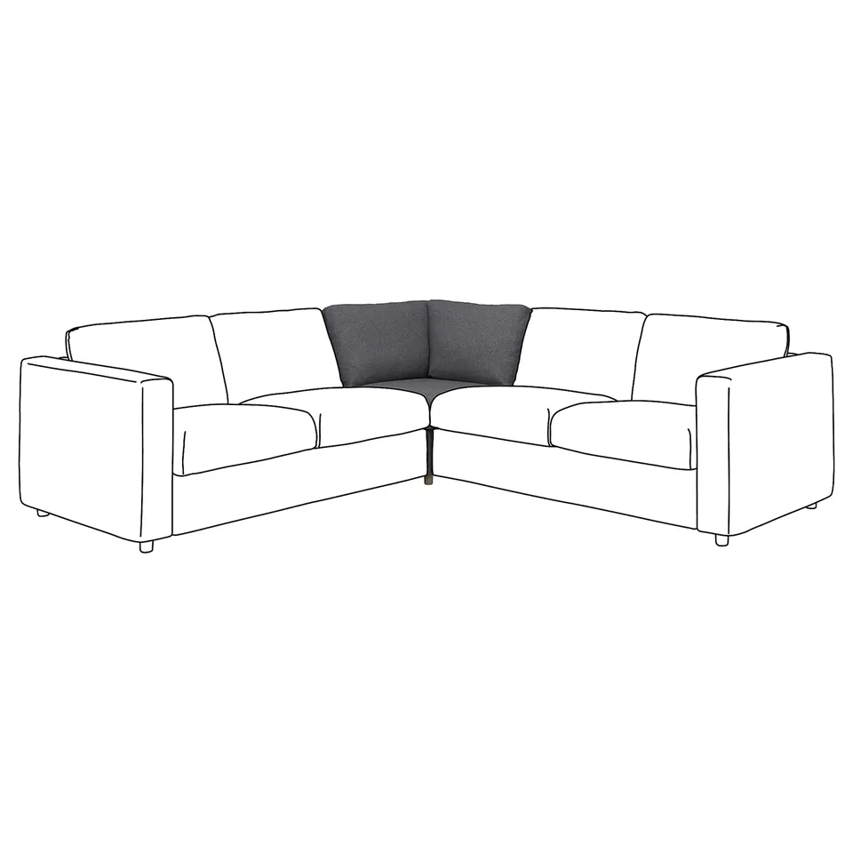 Black and white l-shaped corner sofa with clean lines and square cushions. Modern and minimalistic design.