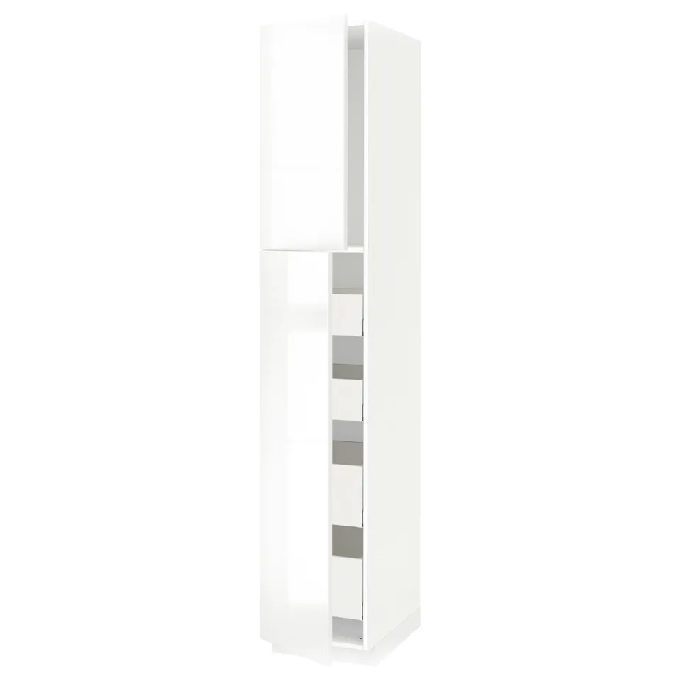 Ikea METOD white gloss kitchen cabinet with drawers.