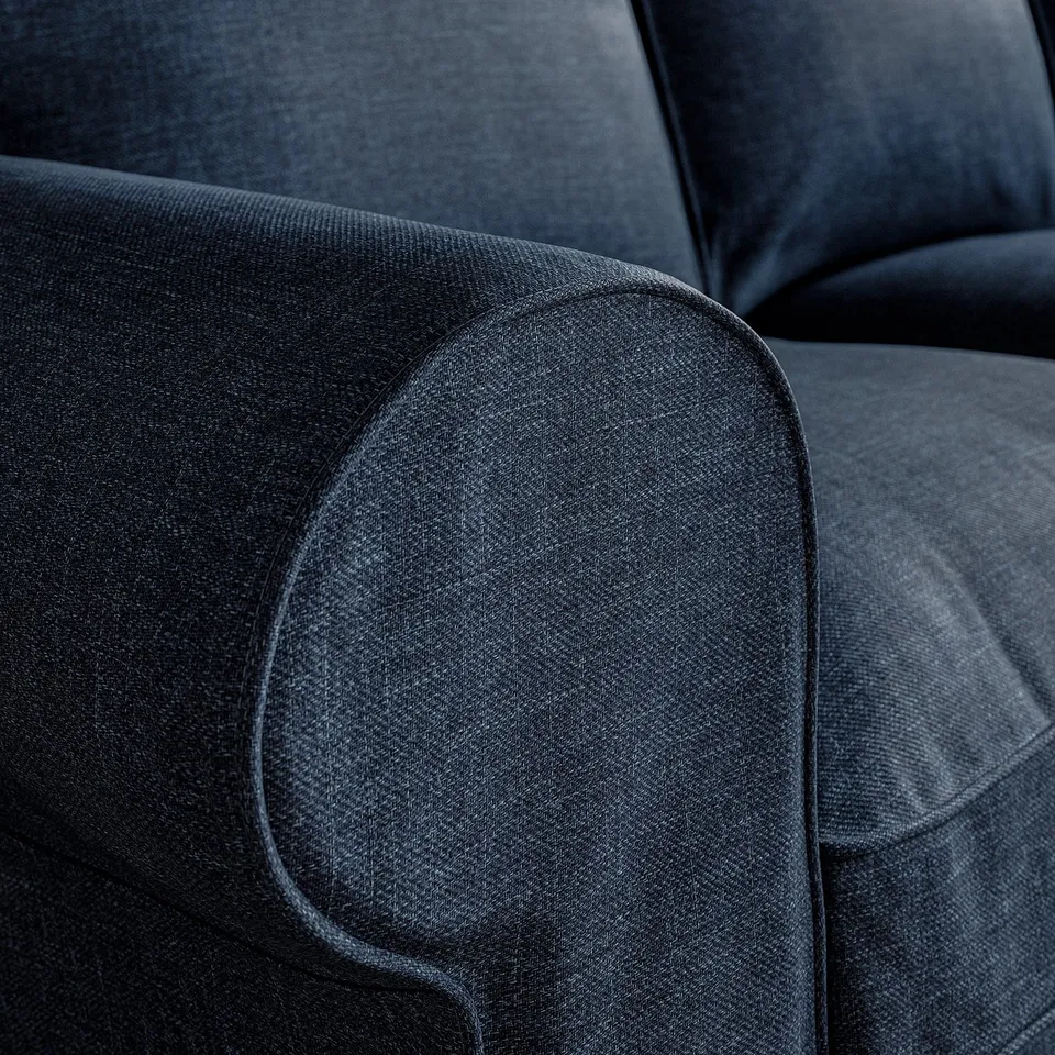 EKTORP 3-seat sofa with chaise longue, Kilanda dark blue